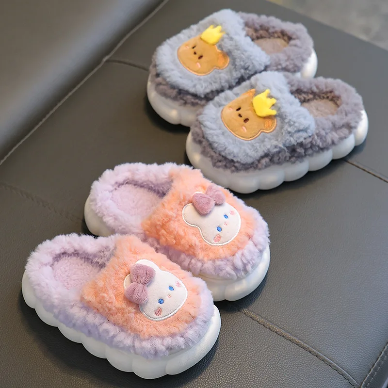 New children\'s cotton shoes boys padded thickened fur cotton shoes winter girls home warm cozy cotton slippers