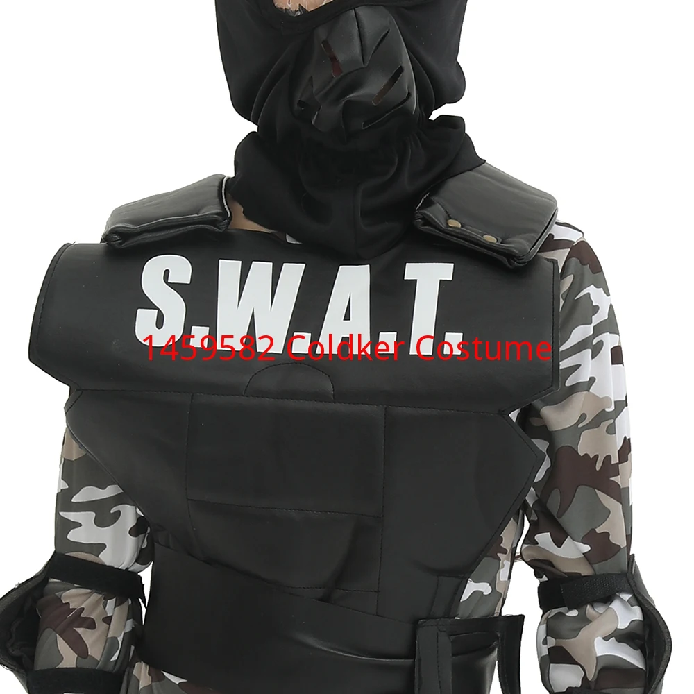 Jungen SWAT Camouflage Kostüm Kinder Erwachsene Military Uniform Sonder Soldat Cosplay Outfits Karneval Ostern Purim Phantasie Kleid