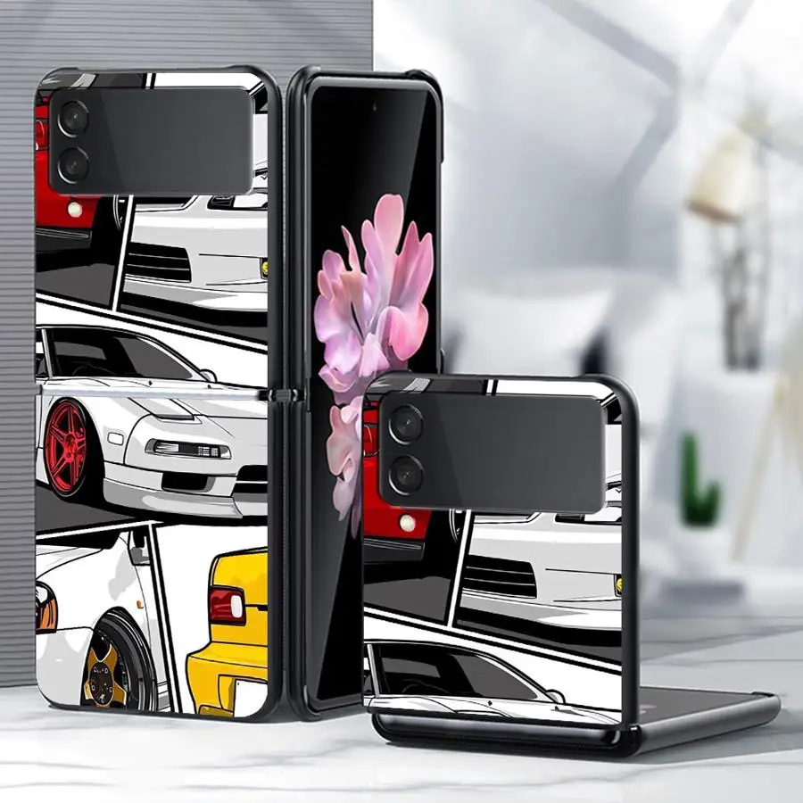 Phone Cover Case for Samsung Galaxy Z Flip 8 Flip7 FE Flip3 Flip6 Flip4 Z Flip 7 6 5 4 3 Flip5 Various Colored Cartoon Cars