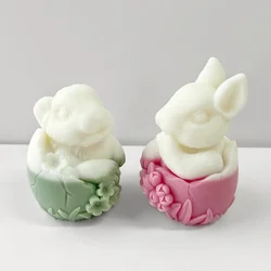 Easter Egg Rabbit Silicone Candle Mould Lily Flower Bunny Gypsum Soap Mold Animal Resin Making Flower Birthday Gifts Party Decor