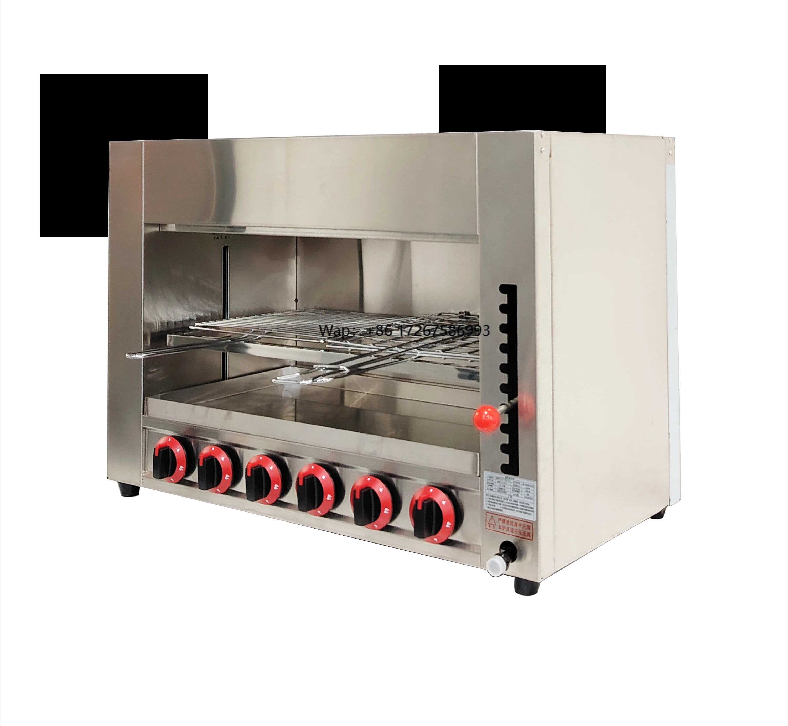 Hot Sale Stainless Steel Commercial Gas Tabletop Type Infrared Salamander BBQ Grill Oven for Kitchen With 6 Burners Machine