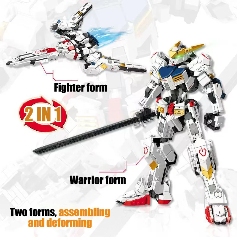 War 2 In 1 Mechanical Warrior Figures Deformation Robot Building Blocks MOC Technical Spacecraft Fighter Weapon Bricks Toys Gift