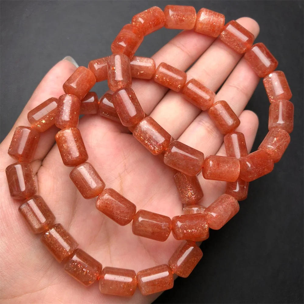 

1 Pc Fengbaowu Natural Gold Sunstone Bracelet Barrel Beads Reiki Healing Stone Fashion Jewelry Gift For Women Men