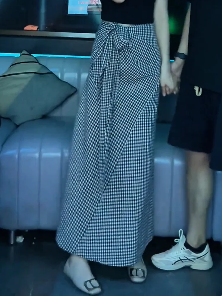 

Salt Series Fashionable Plaid A-Line Skirt Women's Spring 2025 New Belt Design Slimming Versatile Half-length Skirt