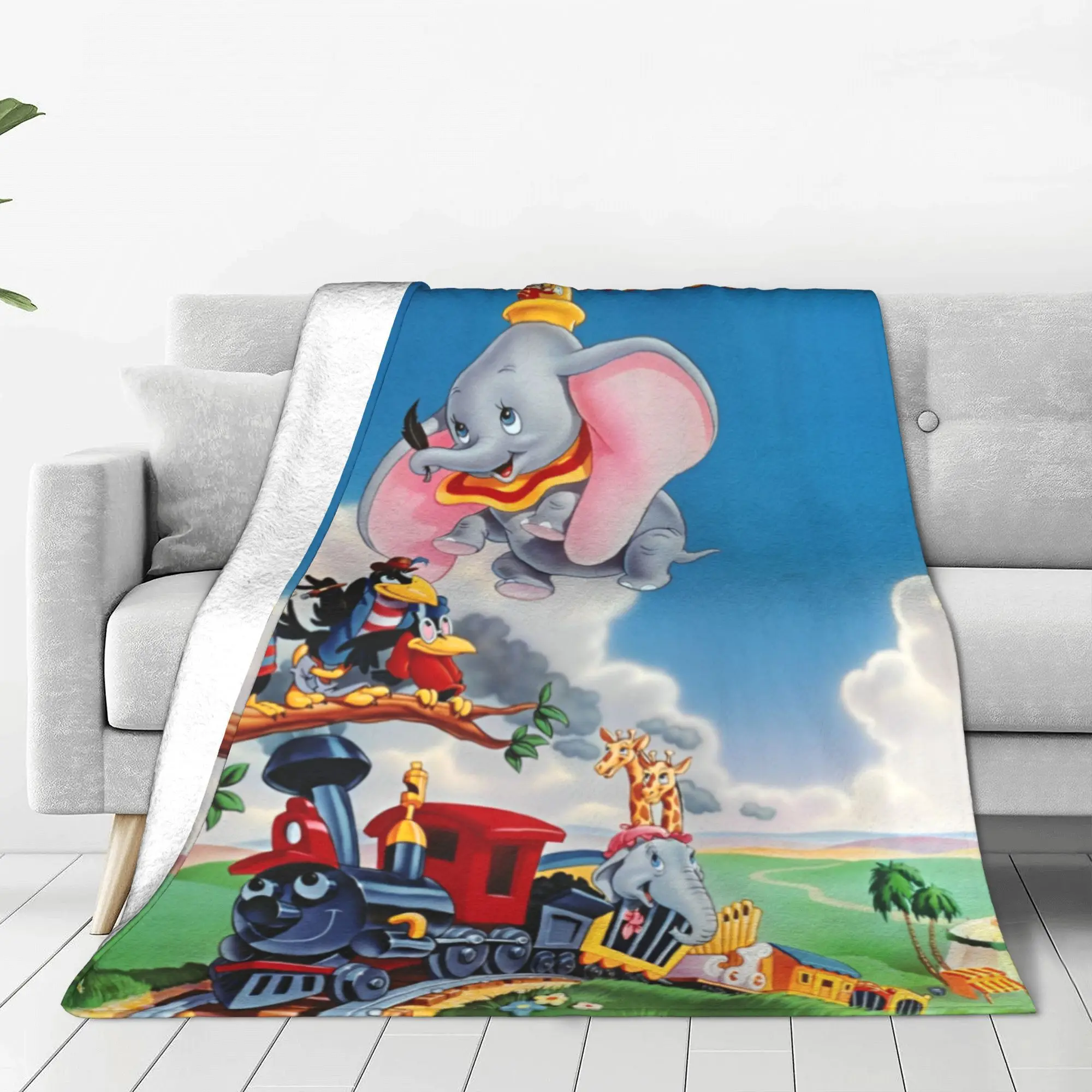 Dumbo Cartoon Cute Elephant Fleece Blankets Anime Funny Creative Throw Blanket Sofa Bedding Lounge 125*100cm Bedspreads Soft