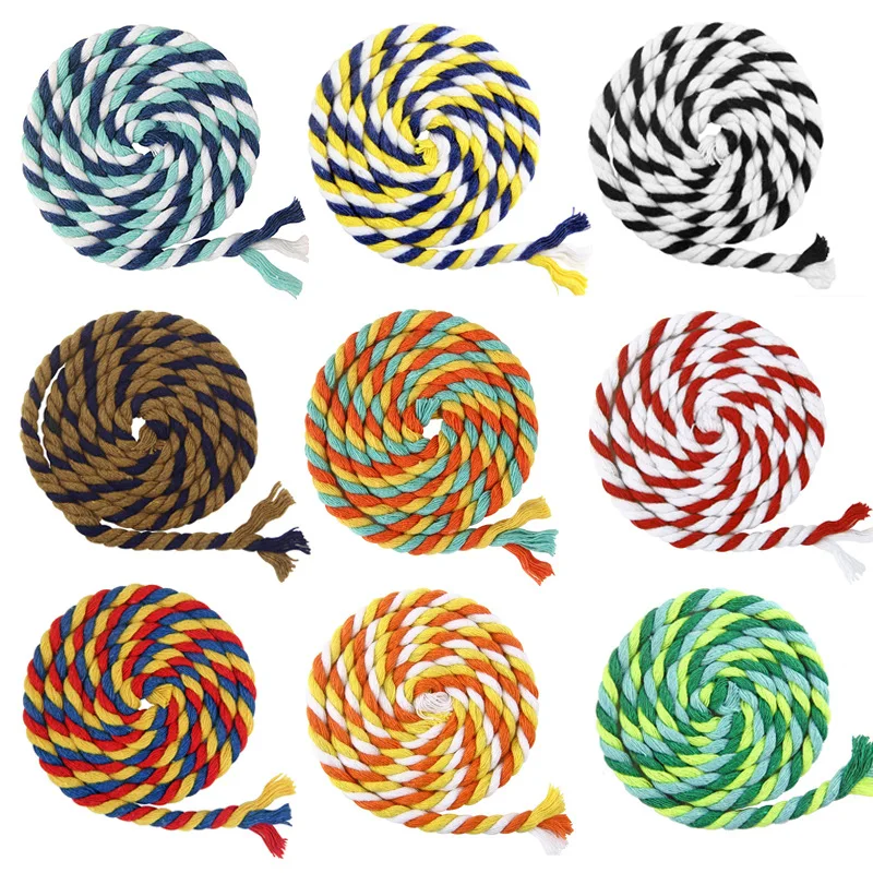 6mm Tricolor 3 Strand Cotton Rope Natural Twisted Cord Handwork Braided Crafts Colorful Rope DIY Home Textile Decoration 10meter