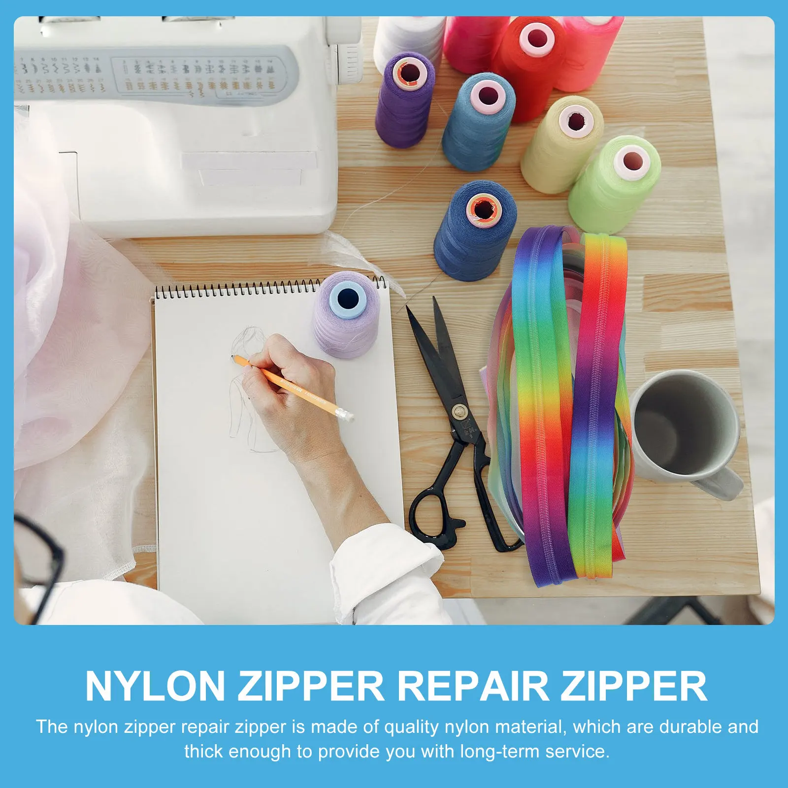 

1Pcs Long Rainbow Nylon Coil Zipper 1 Yard Multifunctional Colorful Zipper Chain for Clothing Design Bags Pillowcases Sofa