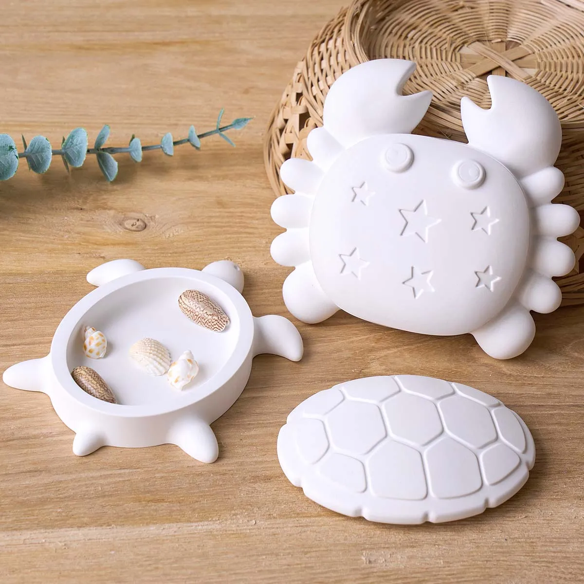 Crab Turtle Storage Box Silicone Mold DIY with Lid Plaster Concrete Resin Jewelry Display Plate Tray Craft Casting Molds Home De
