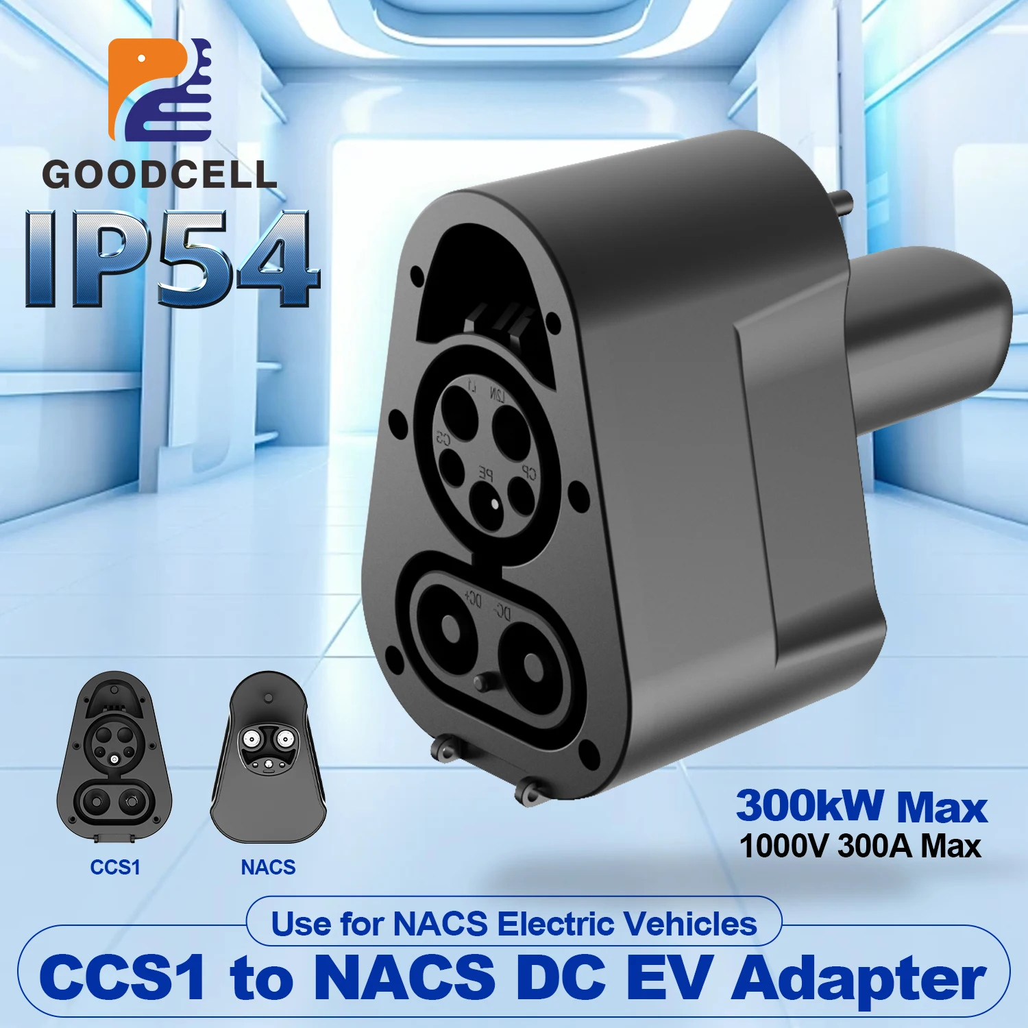 GOODCELL CCS1 to NACS 300KW Max Charger Adapter Compatible with Tesla Model 3/X/Y  Fit For Tesla Charging From CCS1 Station