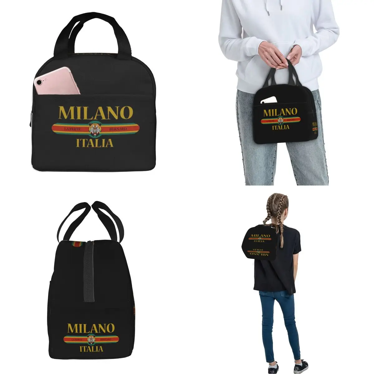 Milano Italia-fiambrera con aislamiento facial de Tigre, bolsa térmica reutilizable, marca de lujo, bolso grande para comida