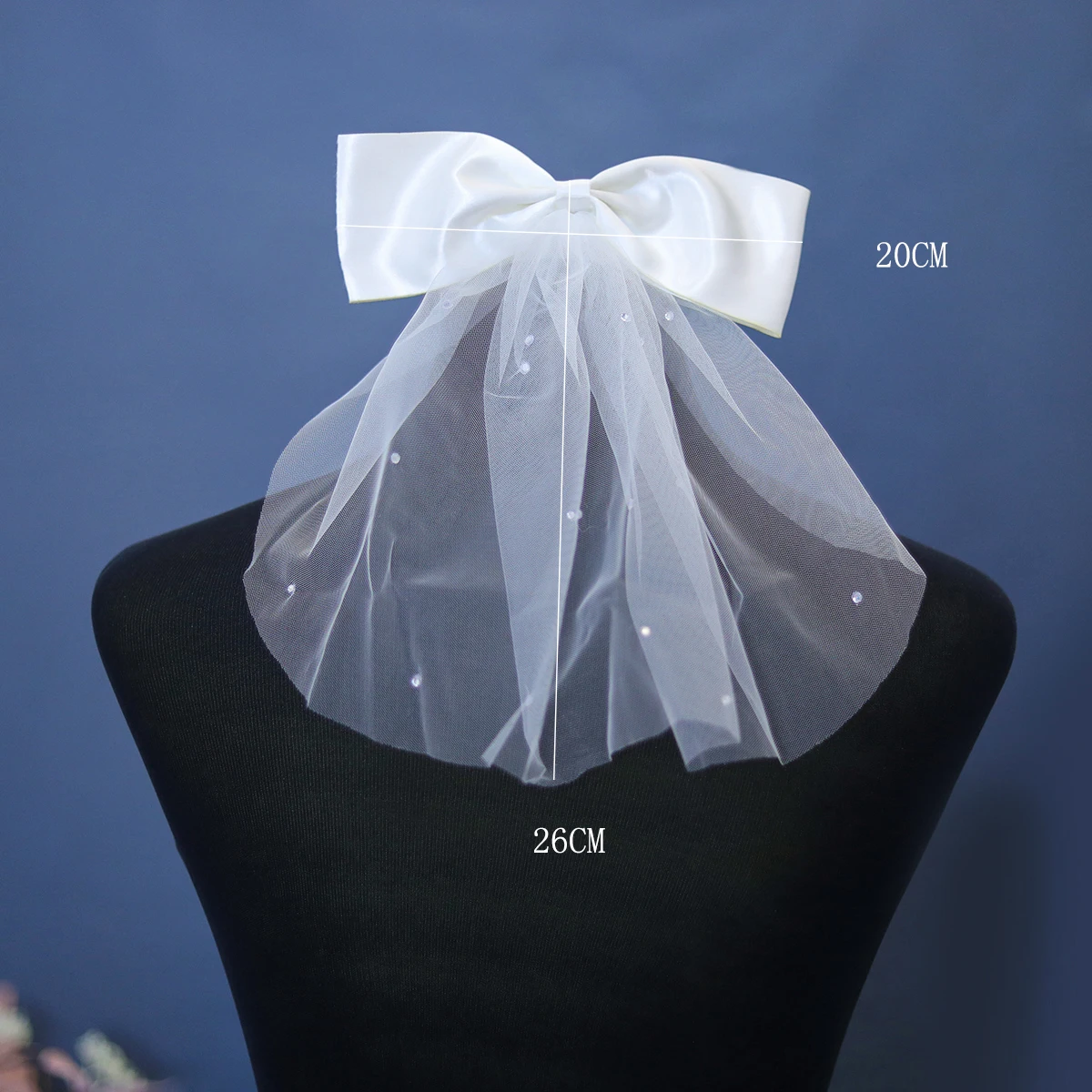 White Pearl Wedding Veil Bow Small Bridal Hairgirps For Women Bride Hair Accessories Headband Veils