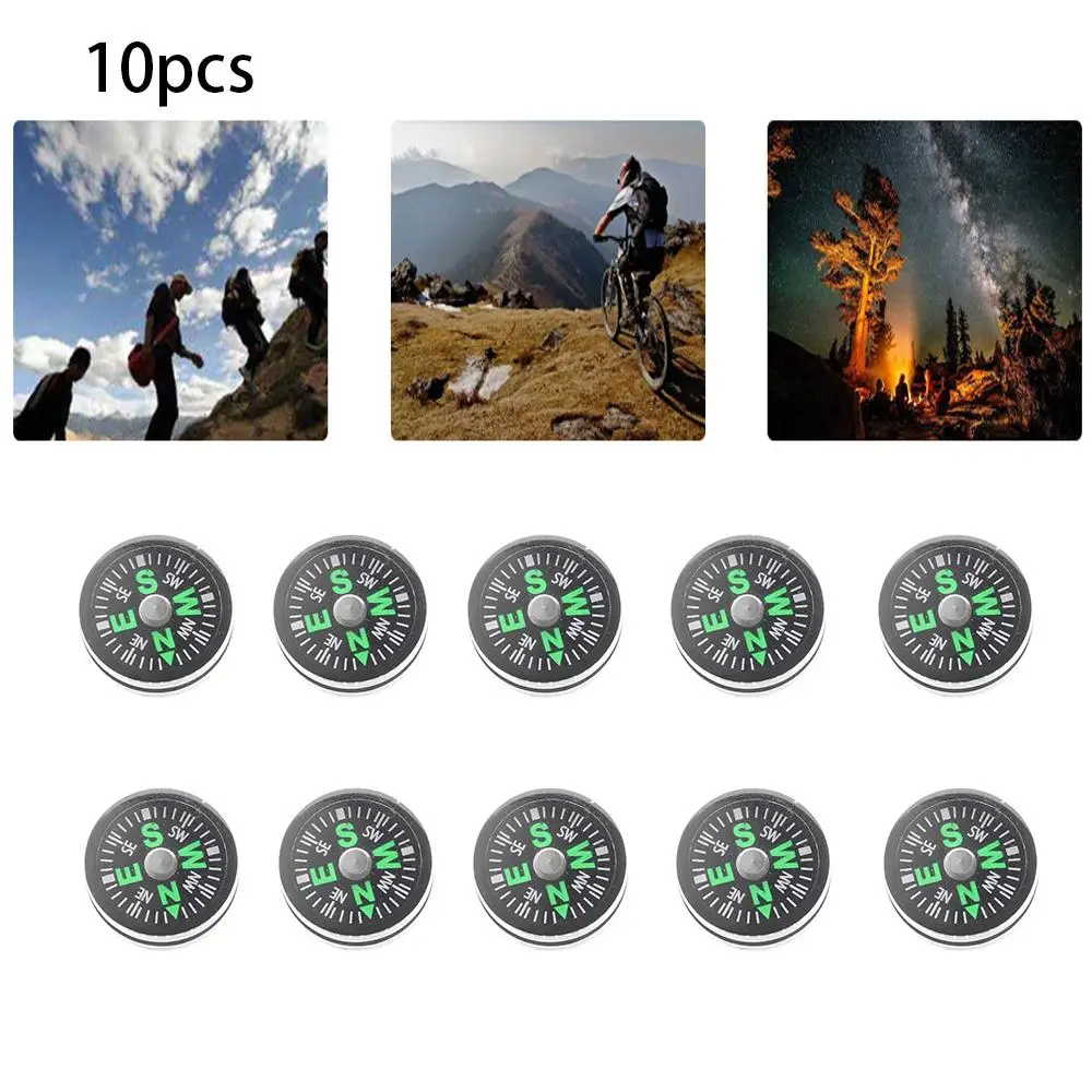 10pcs Mini Plastic North Navigation Button Design Outdoora Accurate Compass Practical Guider Camping Hiking Tool