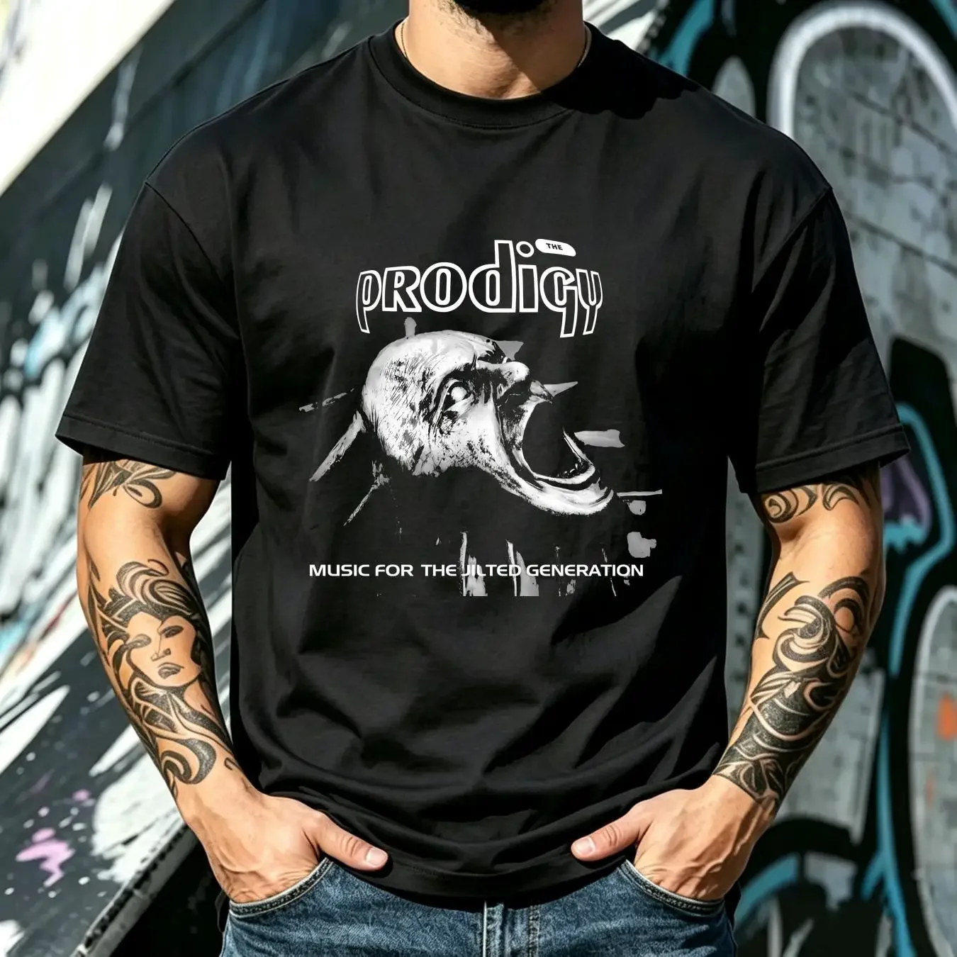 washed T Shirt The Prodigy Music For Jilted Generation All Size LL1859 long sleeves vintage Washed Slightly homme Unisex