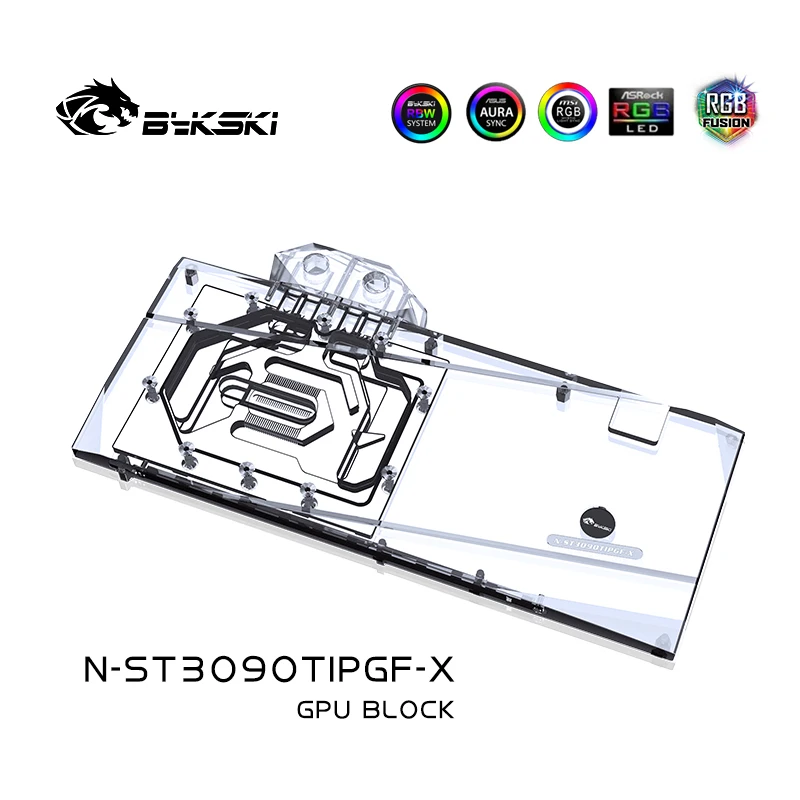 Bykski GPU Blocco di raffreddamento ad acqua per ZOTAC Geforce RTX 3090Ti AMP EXTREME HOLO, GPU Sistema di raffreddamento a liquido, N-ST3090TIPGF-X