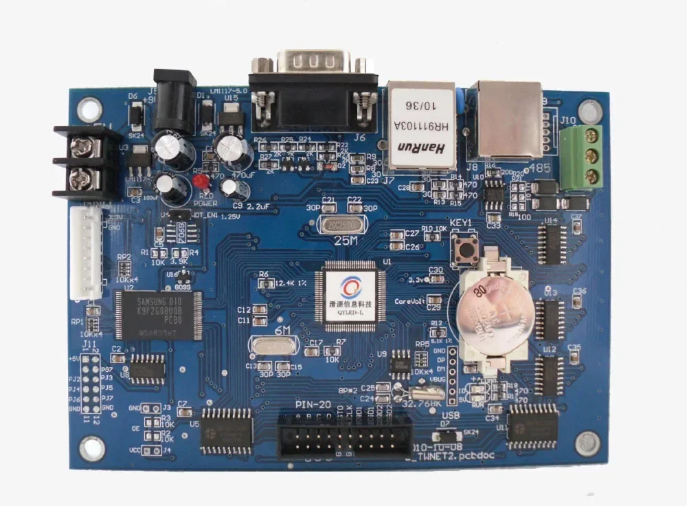 With font library, partition, support dhcp dynamic domain name resolution, secondary development, network port LED control card