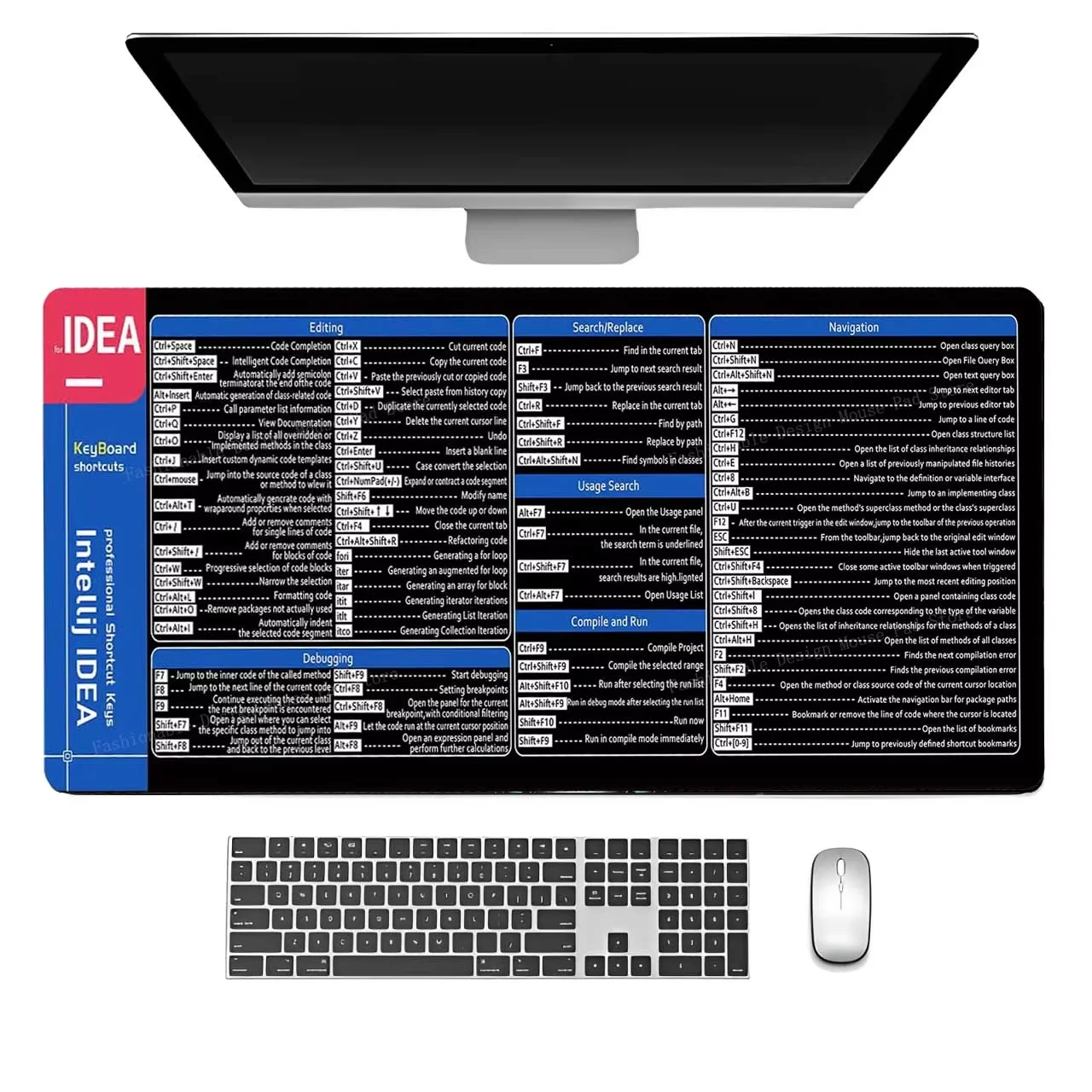 Intellij Idea Shortcut Key المطاط سطح المكتب الوسادة السلس حركة الماوس حصيرة المضادة للانزلاق دائم ملحقات الكمبيوتر المحمول دراسة مكتب حصيرة