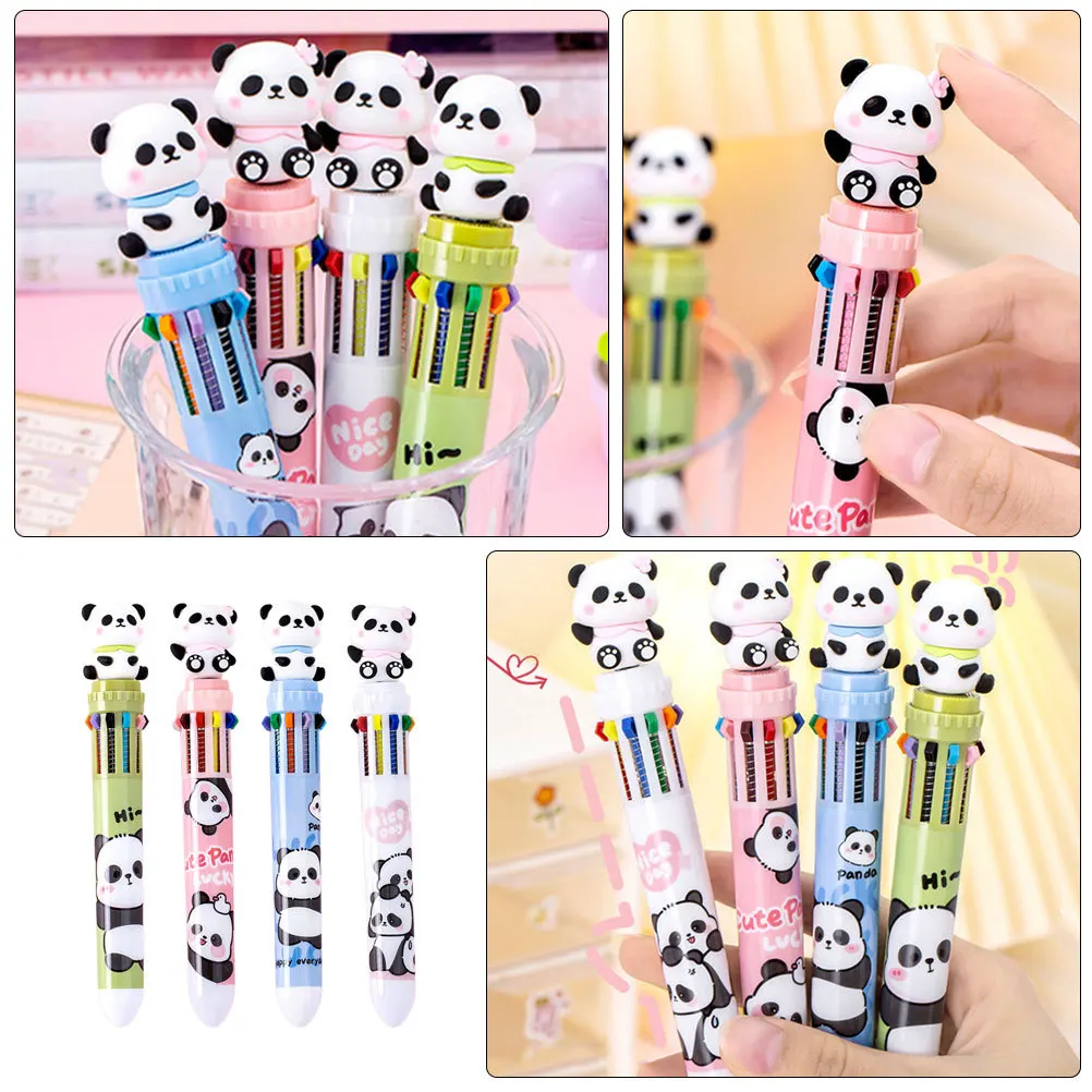 

4Pcs Multicolor Ballpoint Pens Cute Panda Design Smooth Writing Pen for Crafting Journaling Study Notes Wear-Resistant Office