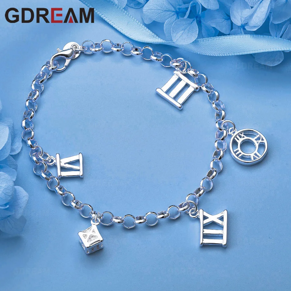 

GDREAM 925 Sterling Silver Pendant Five Roman Numerals Bracelet Niche Design High-End Women'S Holiday Gift Jewelry