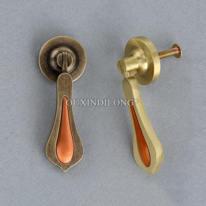 10PCS Solid Brass Pendant Furniture Pulls Handles Drawer Knobs Cupboard Wardrobe Bookcase Closet Dresser Cabinet Pulls Knobs
