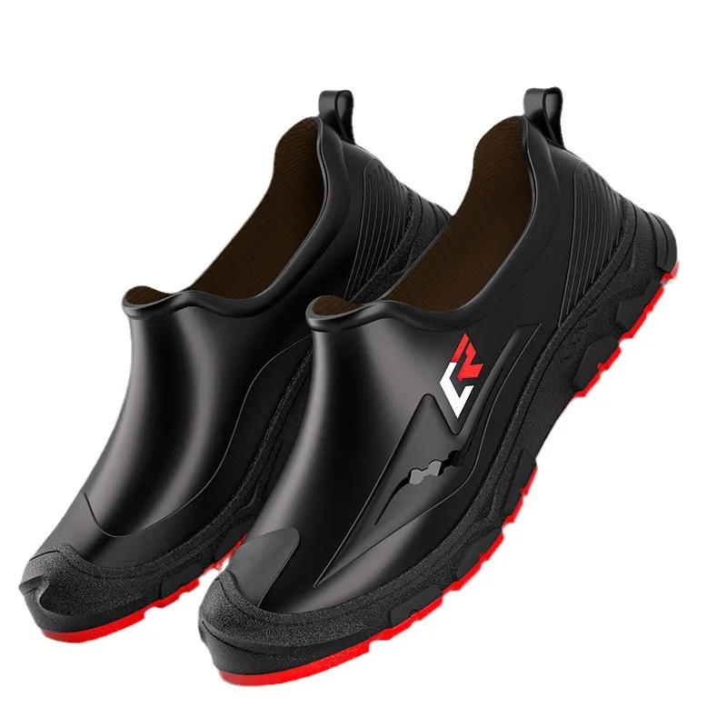 New Short-tube Rain Boots for Men Non-slip and Wear-resistant Fishing Water Shoes Plus Velvet Rubber Shoes Waterproof Rain Boots