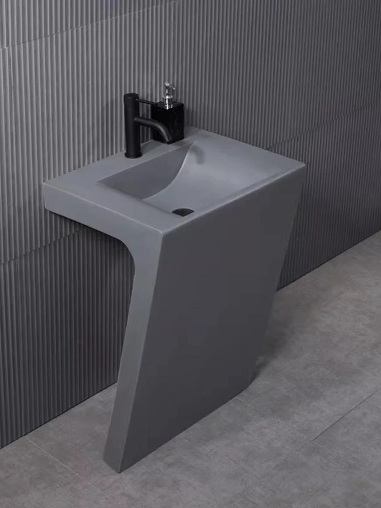

Nordic simple artificial stone creative 7-shaped art column basin bathroom column washbasin