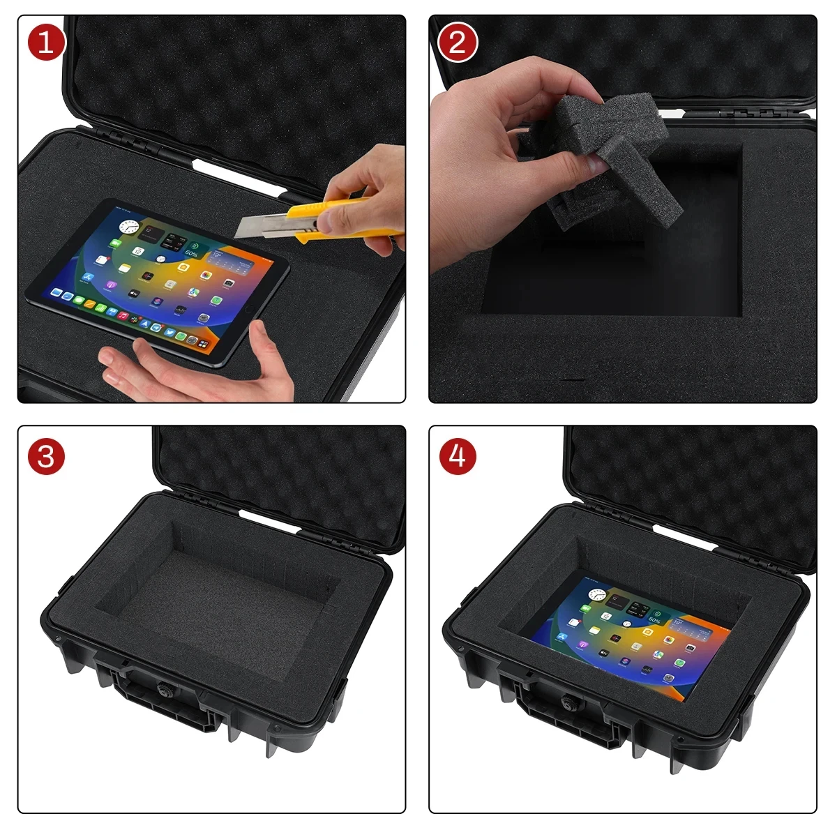 9 Sizes Tool Box ABS Plastic Hard Carry Case Safety Equipment Instrument Case Portable Tool Box Impact Resistant Tool Case Foam