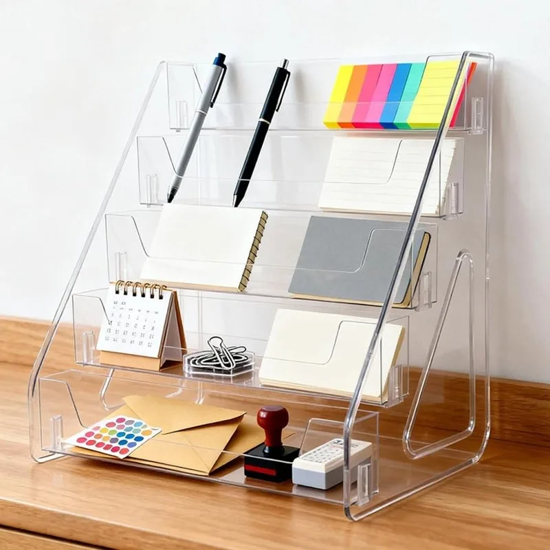 Storage Display Stand, Sticky Note Sticker Organizer Rack, Acrylic Display Stands & Card Stand, Office Portable Organizer Rack