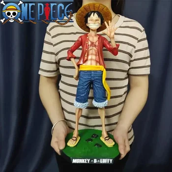 Ein Stück 42,5 cm Strohhut Affe d. Ruffy Gk große 1/4 große Smiley Anime Figuren Puppe Statue Modell Ornament dekorative Geschenke Spielzeug