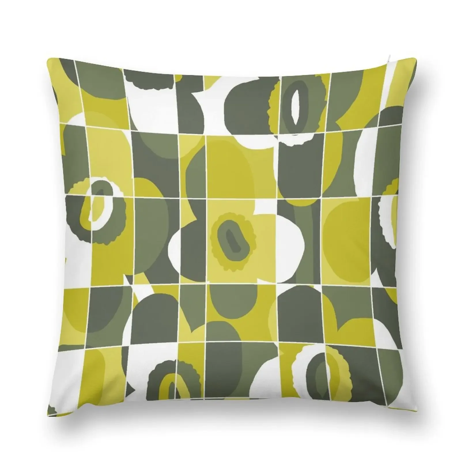 Iconic Retro Scandinavian Flowers in Gradient Green Throw Pillow Decorative Cushion autumn decoration pillow