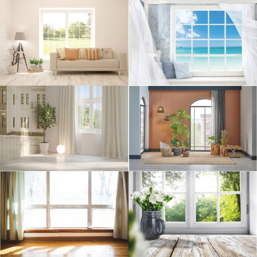 Photography Backdrop Room Window Curtain Sunshine Wooden Floor Home Decor Photographic Background Photocall Photo Studio