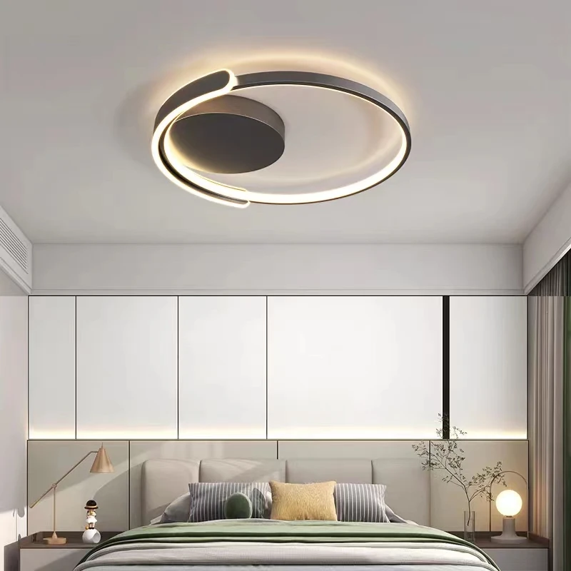 Modern Led Ceiling Light The Bedroom Black White Square Ring lamp Living Room Study Nursery Indoor Decoration Lighting Fixture