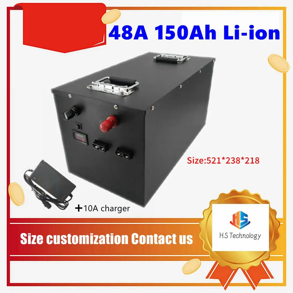 

Batterie lithium étanche 48V 150AH li ion avec BMS pour UPS scooter EV planche à roulettes onduleurs solaires + chargeur 10A +