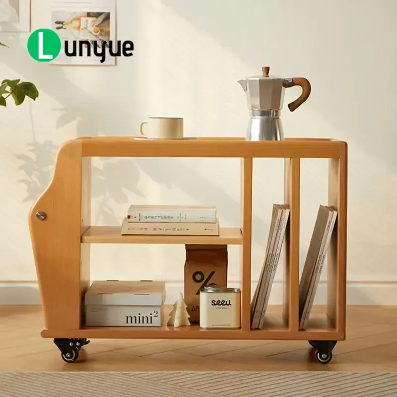 Mobile Sofa Side Table with Wheels Living Room Bedroom Snack Coffee Table Portable Slide End Table for Small Spaces Easy Move