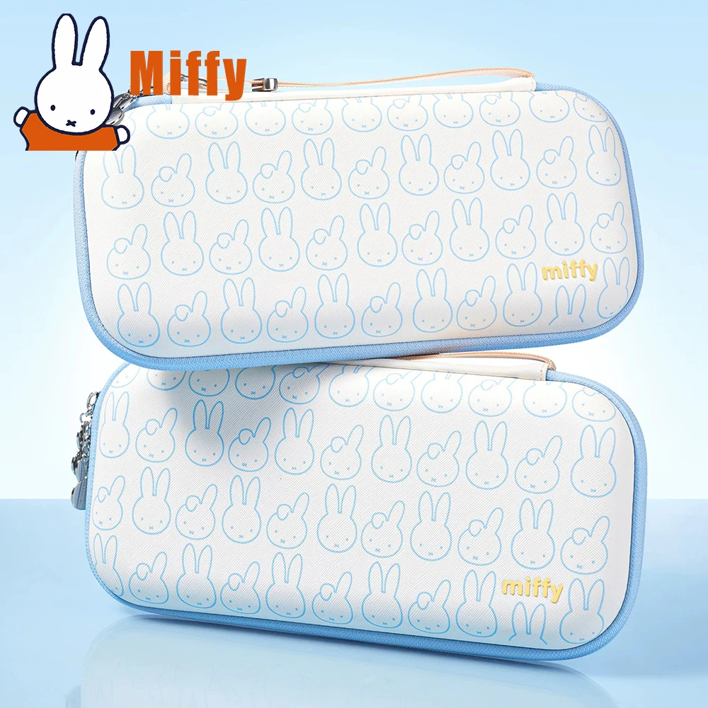

Милый чехол-кейс Kawaii Miffy NS 2 с жестким корпусом, легкая портативная сумка для хранения, сине-белый узорчатый дизайн, аксессуар для геймеров, подарок для девушки