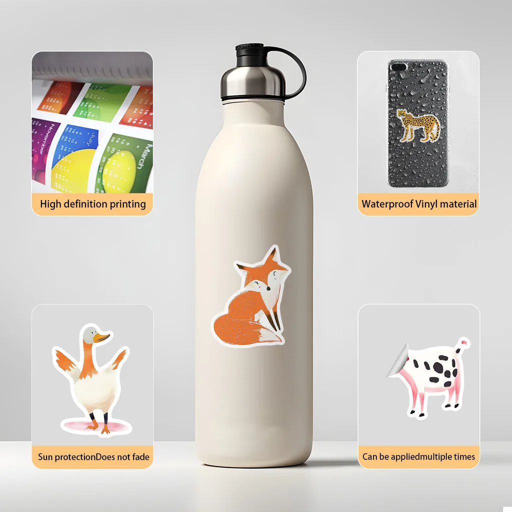 50PCS Kids' Hand-Drawn Animal Graffiti Stickers - Waterproof Decor for Water Cup, Phone, Computer & Skateboard AnimeWorlds Store