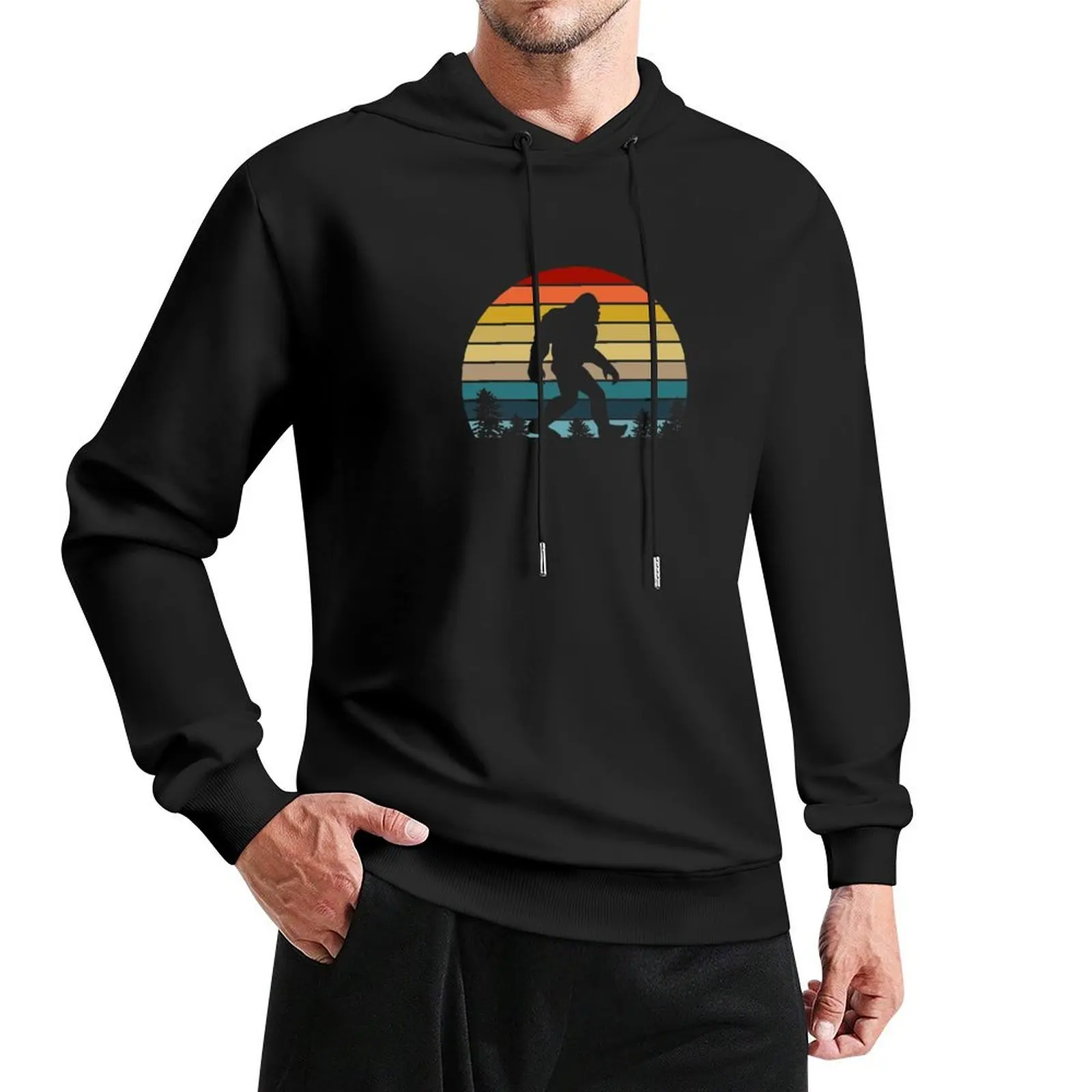 Retro Bigfoot Sasquatch Silhouette Sunset Believe Pullover Hoodie japanese style aesthetic clothing hoody