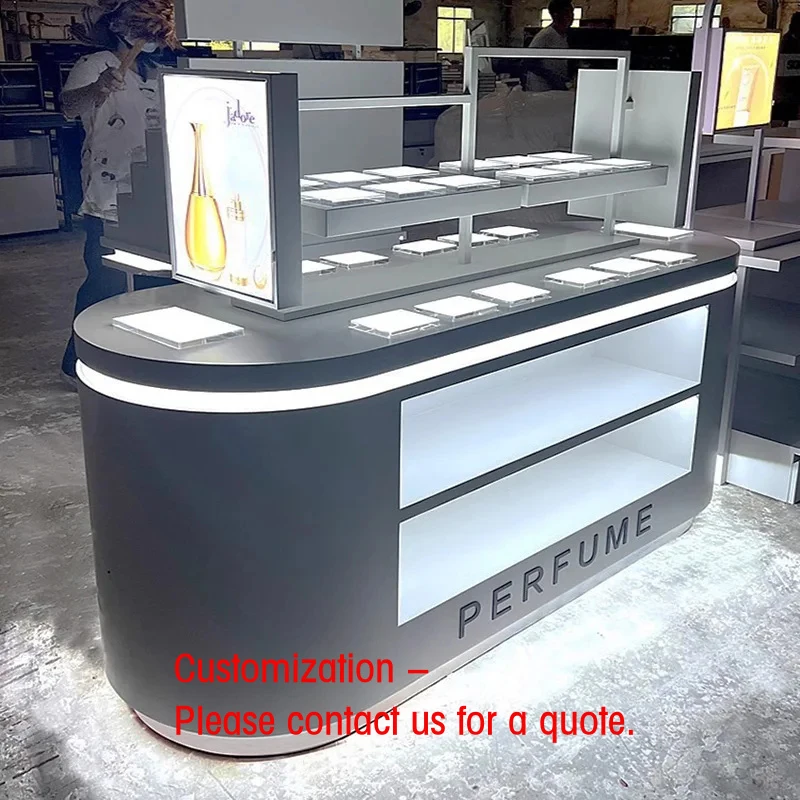 

custom.Golden Floor-Standing LED Display Cabinet Cosmetics & Beauty Salon Products Showcase Cosmetic Shops