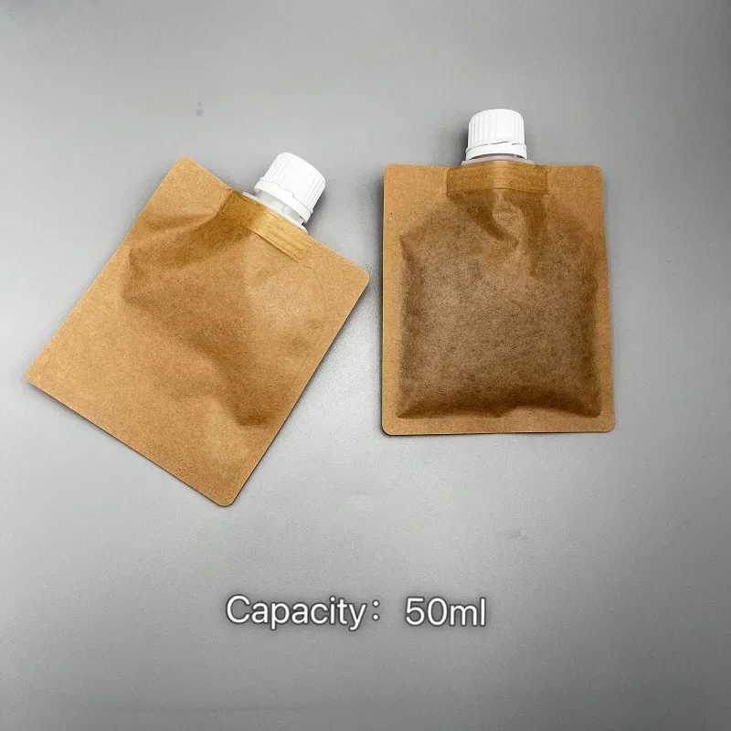 10pcs 50ML/100ml Disposable Concentrated Coffee Brewing Bag Kraft Paper Suction Nozzle Liquid Powder Honey Small Packaging Bags