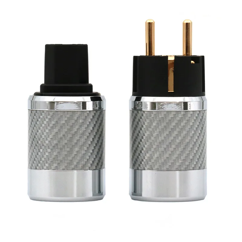 

Carbon fiber gold-plated power plug, power cord connector European plug