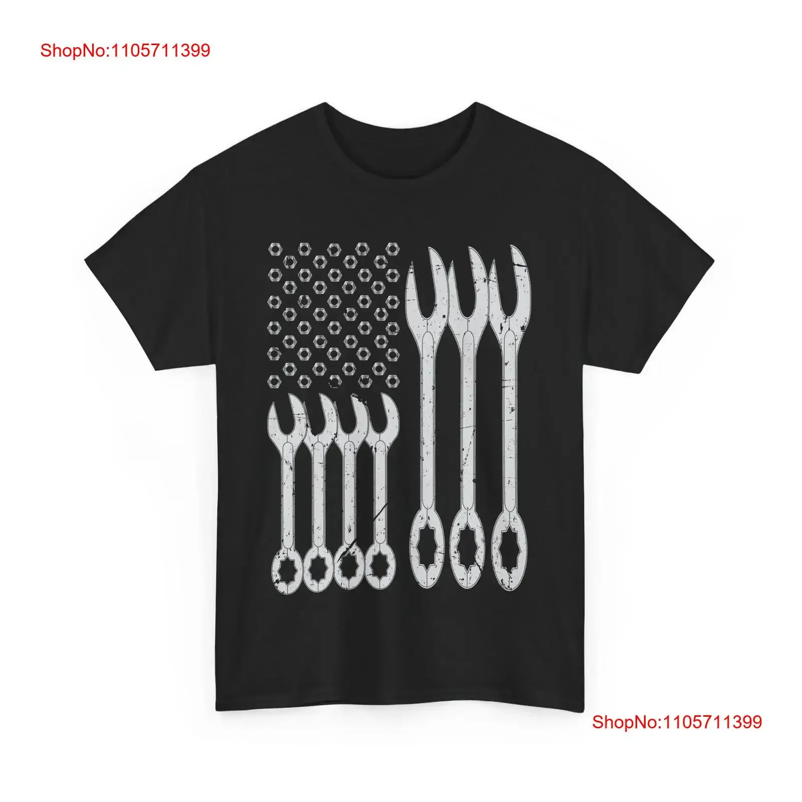 Mechanic T Shirt American Flag Wrench Mechanics Lovers long or short sleeves vintage Washed graphic Slightly Stylish Breathable