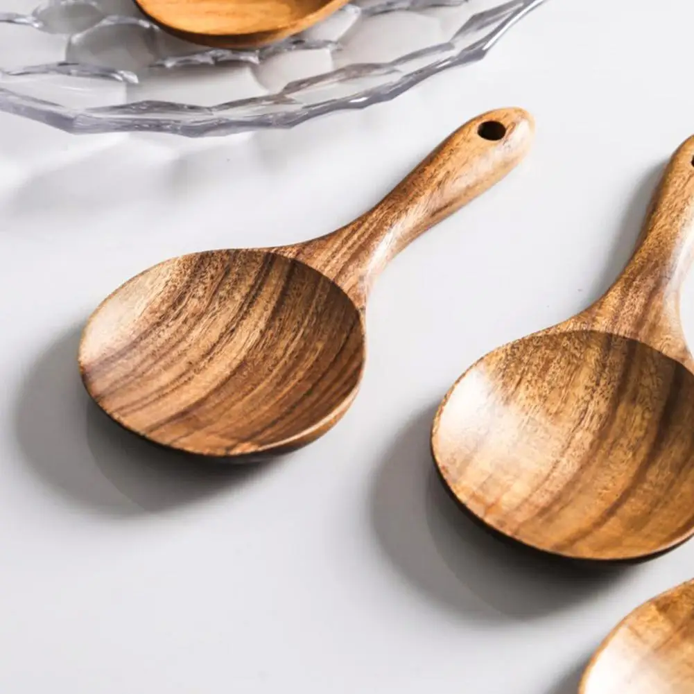 สักธรรมชาติไม้ Tableware ช้อนจัดการไม้ข้าวทัพพีไม้ครัวเครื่องมือทำอาหารช้อนช้อนโต๊ะช้อน Kookgerei