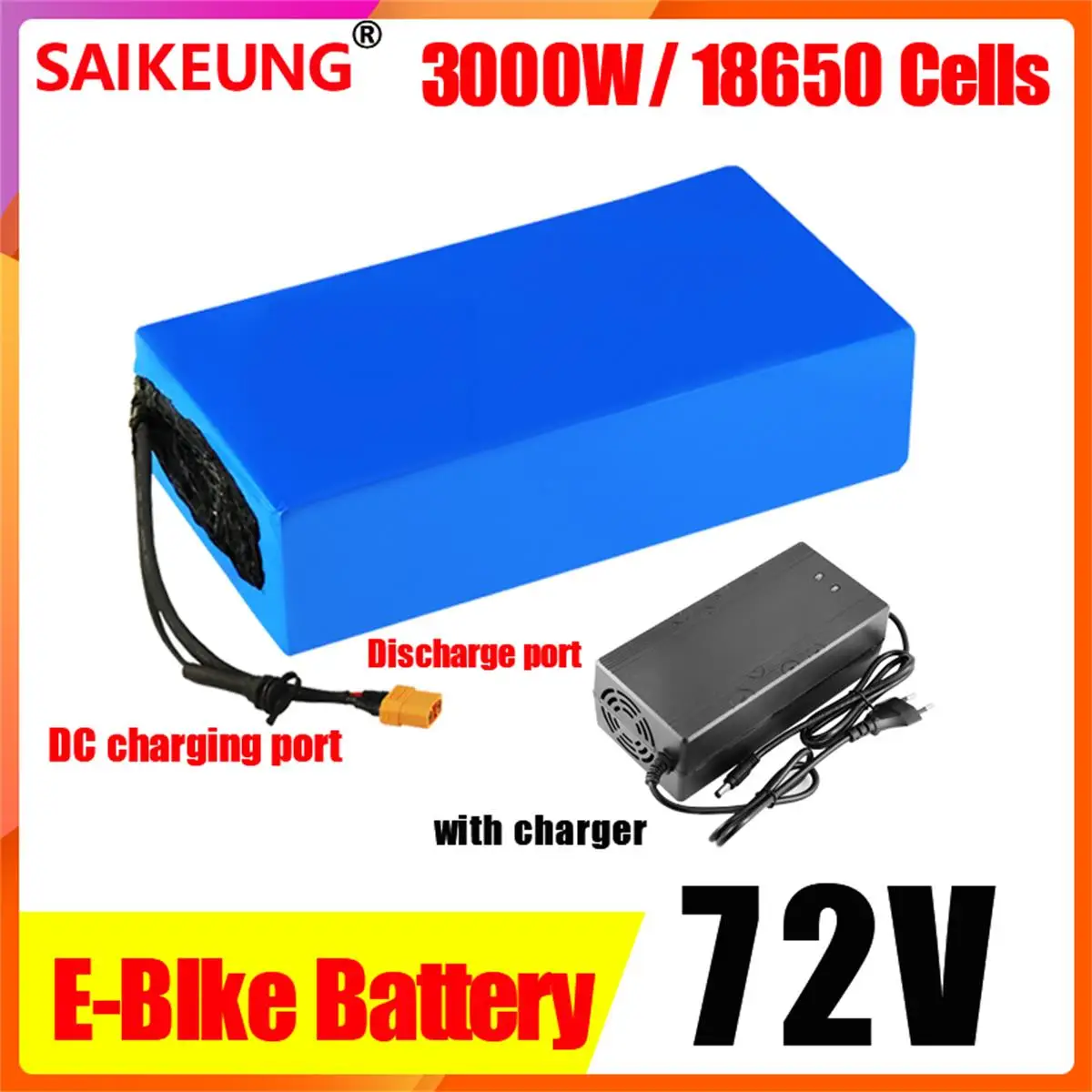 72V 20Ah 30Ah 40Ah 50Ah 60Ah battery pack 3000W High Power 84V electric bike motor electric scooter ebike battery with BMS