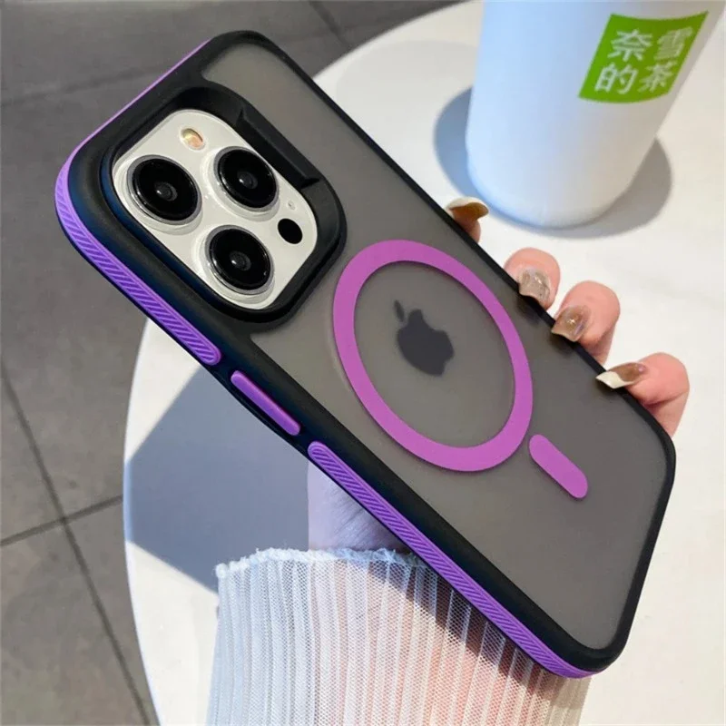 Luxury Matte Magnetic Translucent Colorful Shockproof Case For iPhone 15 14 13 12 11 Pro Max Plus Magsafe Wireless Charge Cover