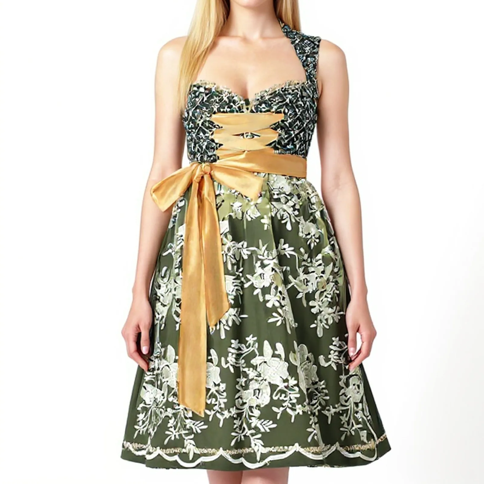 

Костюмы Октоберфеста, женские платья-дирндль, элегантные платья трапециевидной формы с цветочной вышивкой и фартуком-дирндль, немецкое баварское платье