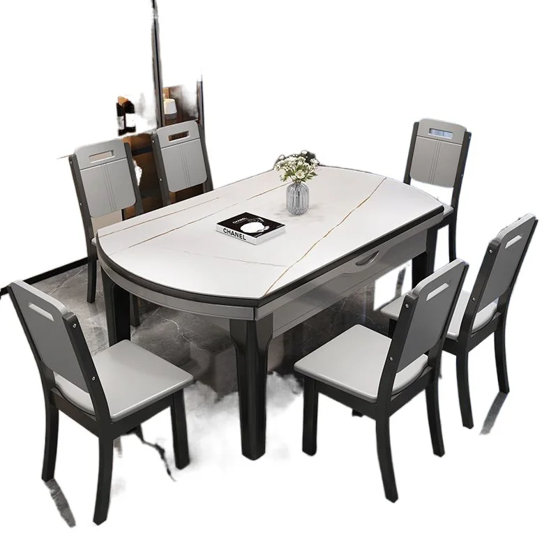 

Rock slab dining table and chair combination, small household dining table