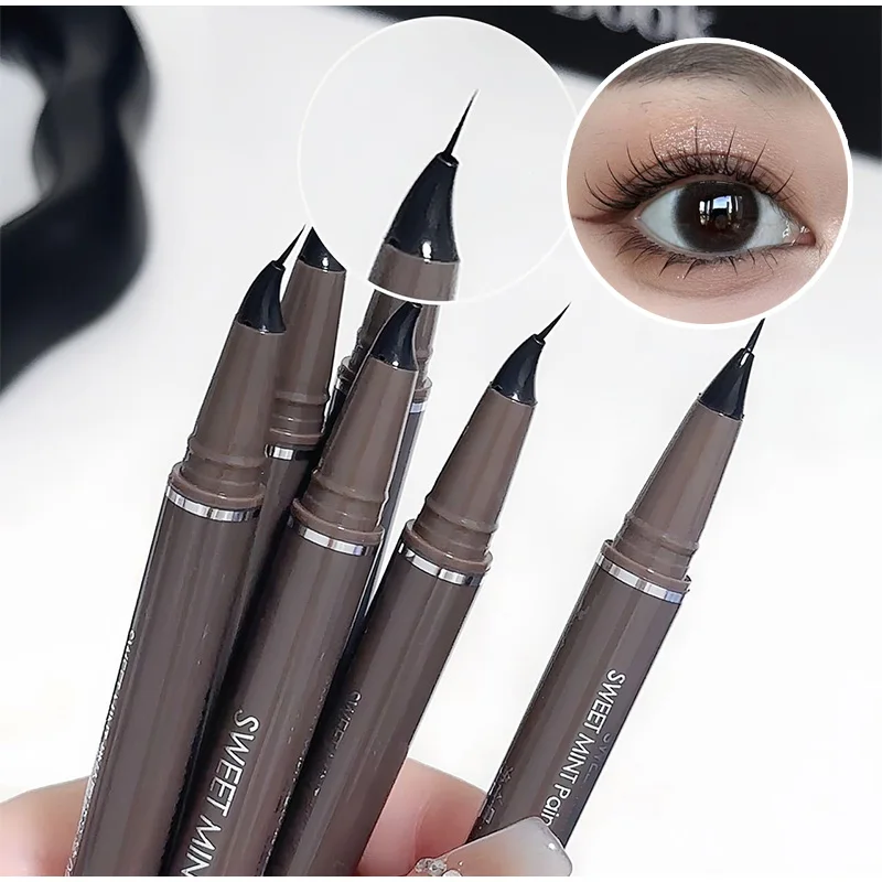 Lápis delineador líquido impermeável, Silkworm Eyeliner Pen Matte, Brown duradouro, forro de olho de secagem rápida, 1Pc, venda quente