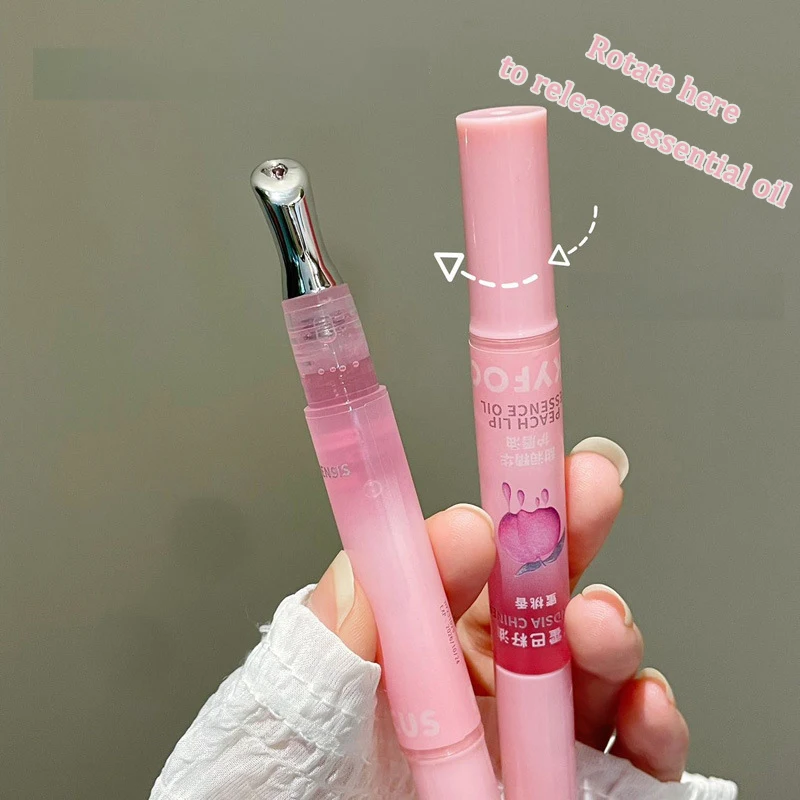 Peach Jelly Lips Oil Lip Balm Moisturizing Clear Fruit Lip Glaze Transparent Fullness Lip Tint Serum Primer Make-up for women