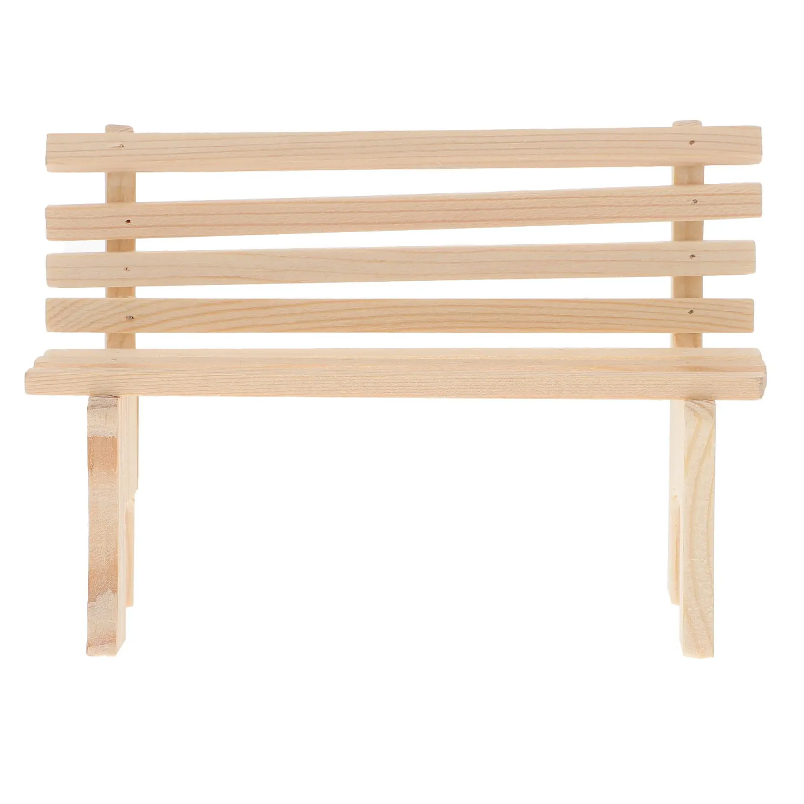 Handcrafted Mini Wooden Bench Dollhouse Living Room Furniture Lifelike Design Fine Workmanship Miniature Park Bench Fairy Garden