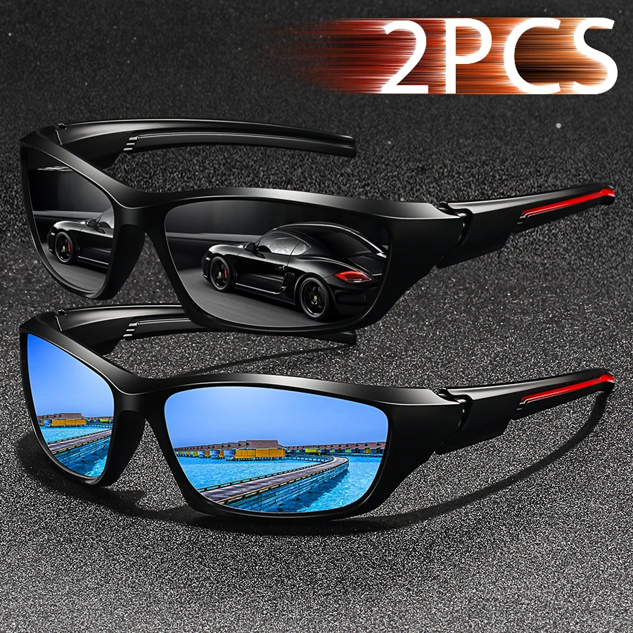 

2 PCS Fashion Vintage Rectangle Sunglasses Driving Mountaineering Running Colorful Trendy Eye Protection Sunglasses