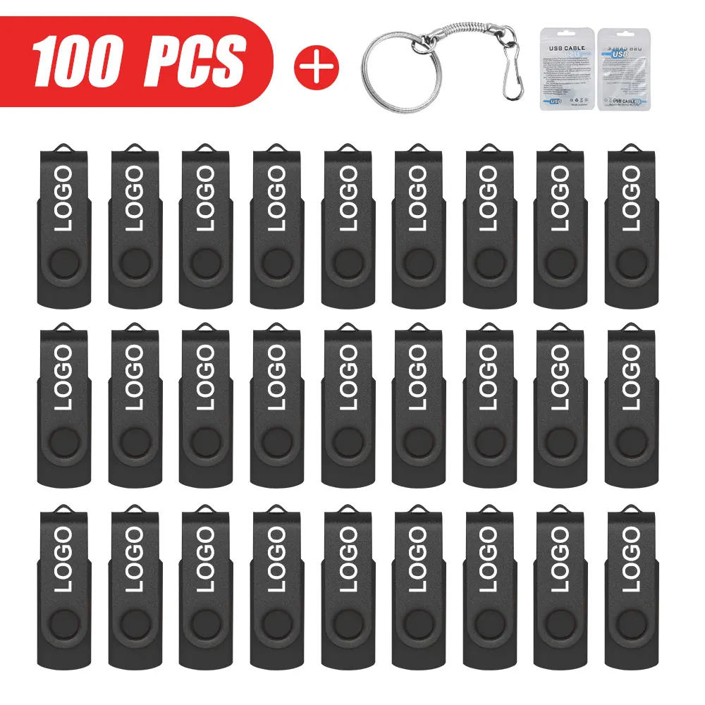 

100PCS USB 2.0 Pendrive 128GB 64GB 32GB 16GB 8GB USB Flash Drive 4GB 2GB Rotatable Pen Drive 2.0 USB Flash Drive Stick Best Gift